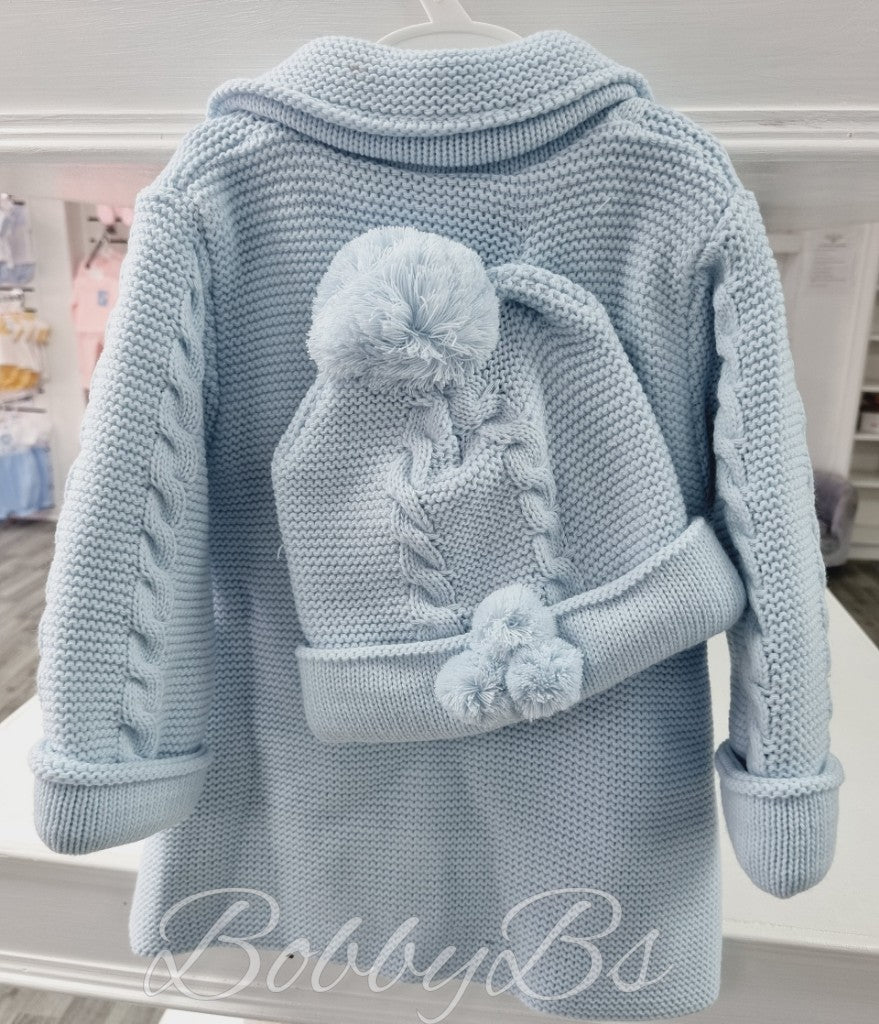 4296 - Blue cable pompom jacket