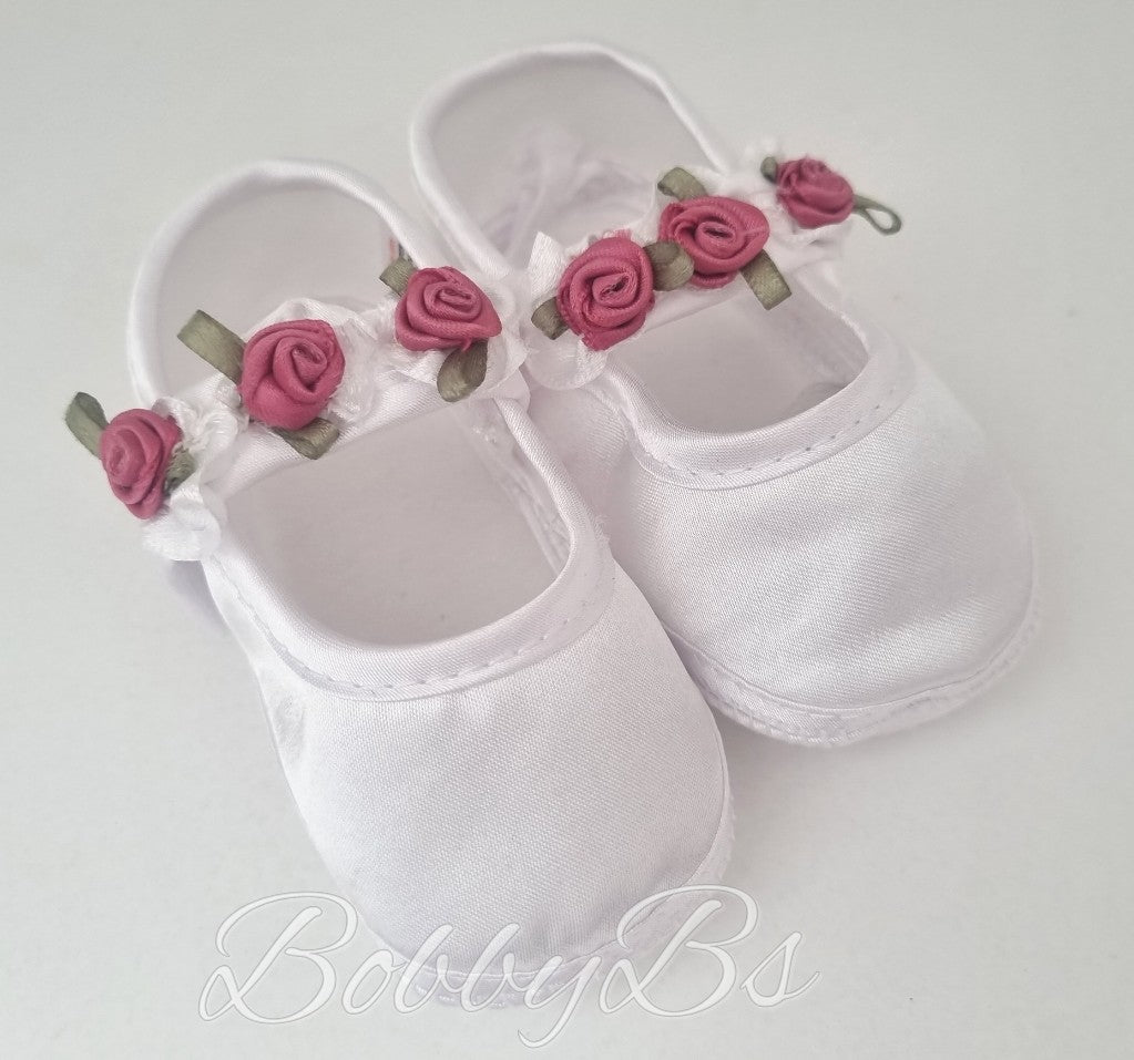 9399 - Ruched Ribbon Rose softsole shoe