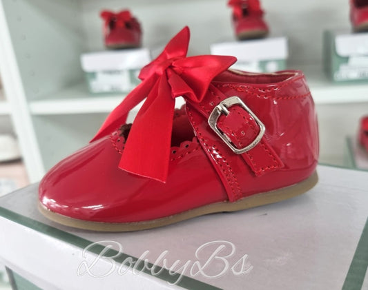 KYLIE - Red Hardsole Patent bow shoe