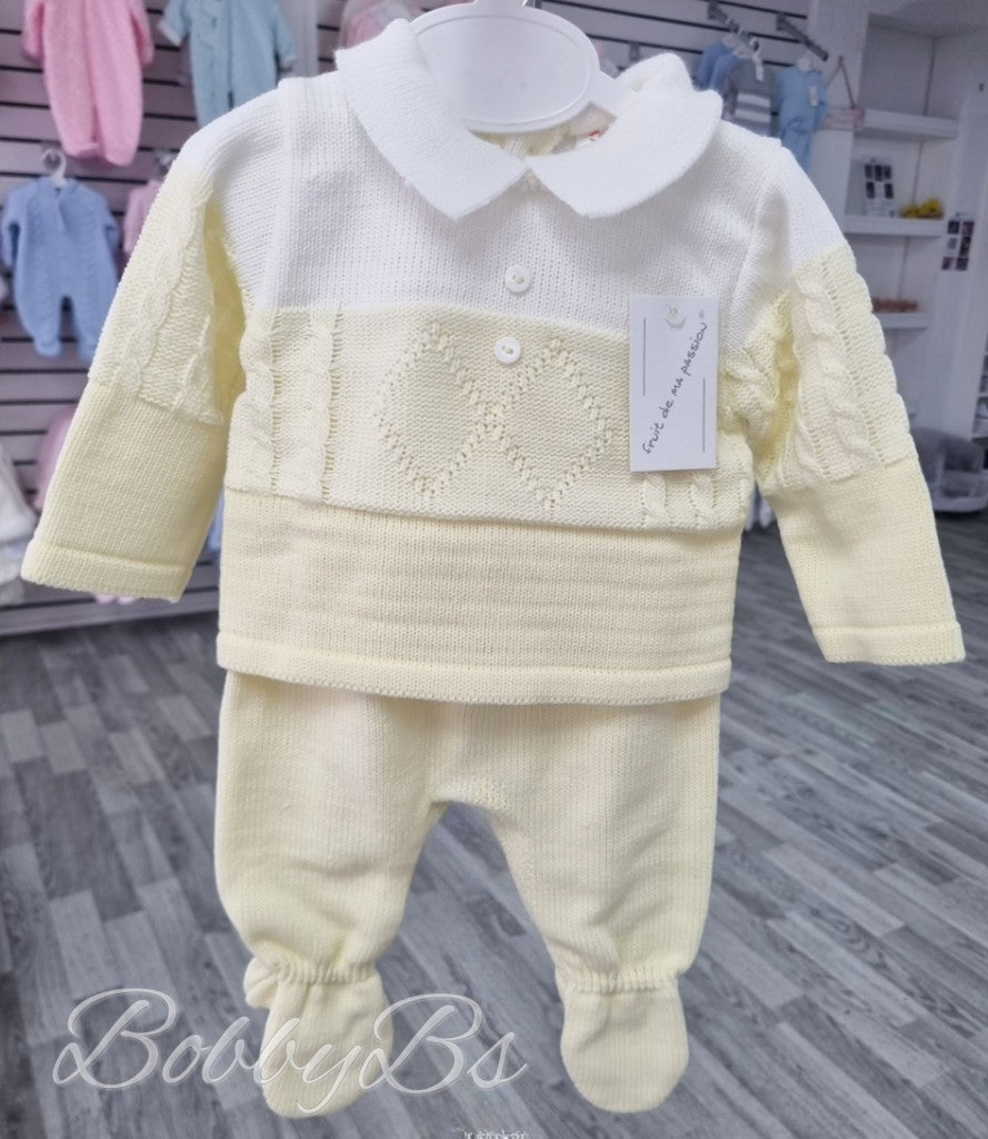 24/2218 - Lemon First Size 3PC Knitted set