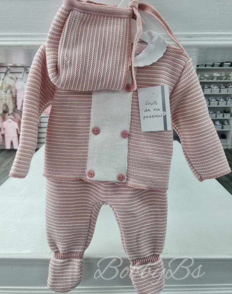 24/2126 - Dusty Pink First Size 3PC Knitted set