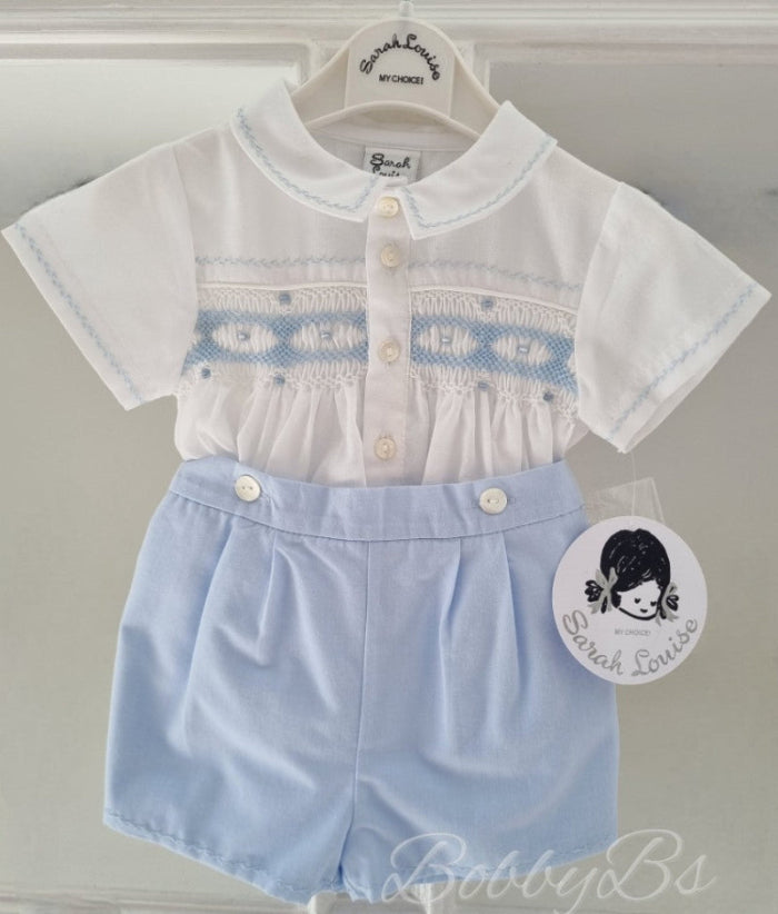 C4000S -Sarah Louise Baby Blue smock short set