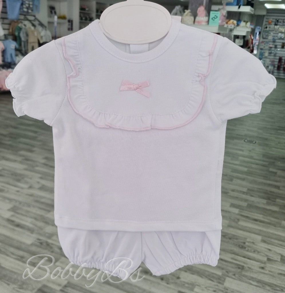 MOD61B - White & Pink Cotton short set