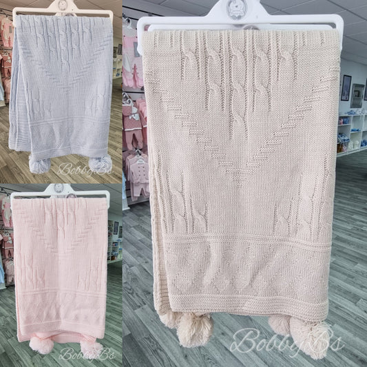 1074 - Knitted Pompom Shawl