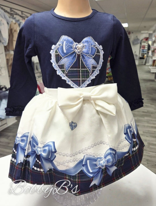 YG21 - Navy Tartan skirt set