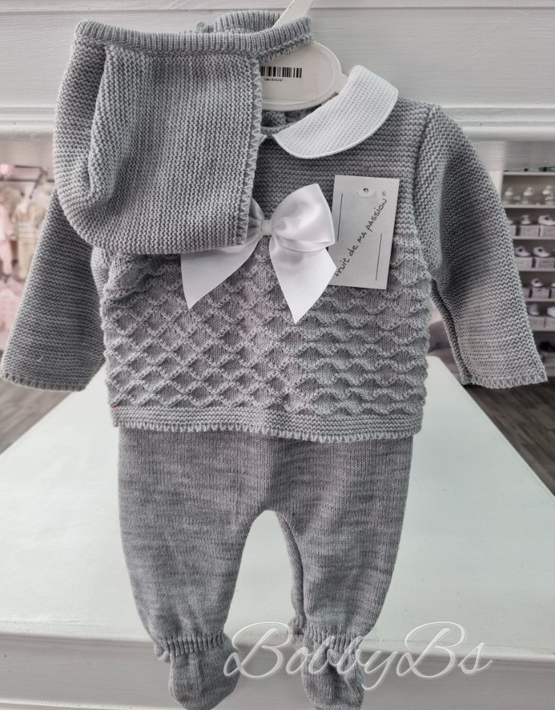 22/701 - Grey First Size 3PC Knitted set
