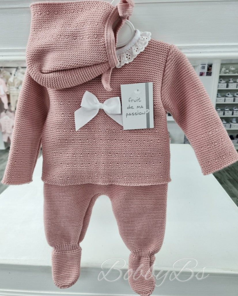 24/2032 - Dusty Pink First Size 3PC Knitted set
