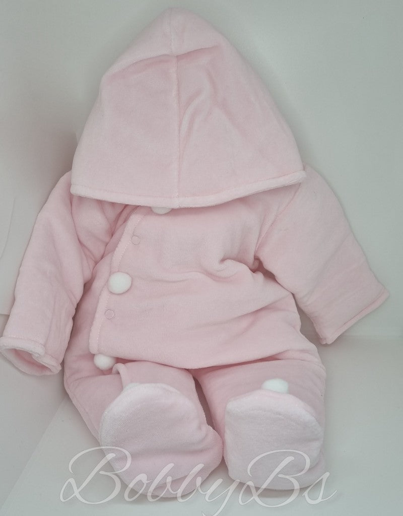1101/21 ~ Thick padded Pink Pompom Snowsuit