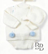 Load image into Gallery viewer, 26/121 - Ivory &amp; Blue 2PC Knitted set
