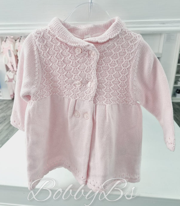A24449 - Pink traditional knitted cardigan