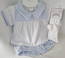 Load image into Gallery viewer, 318/23-  Blue Gingham cotton jam pants set