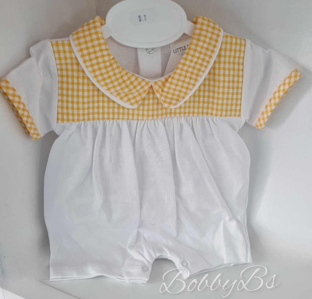 317/23-  Lemon Gingham cotton romper