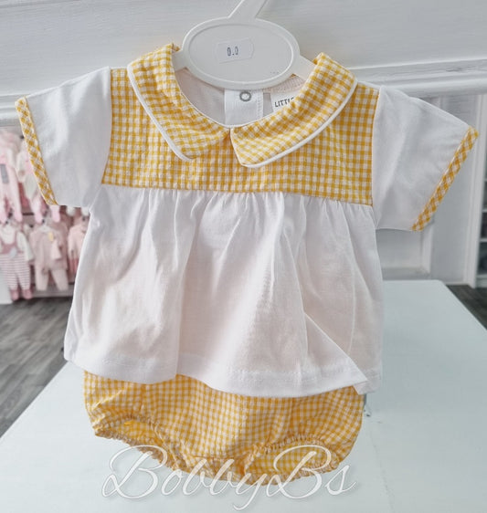 318/23-  Lemon Gingham cotton jam pants set