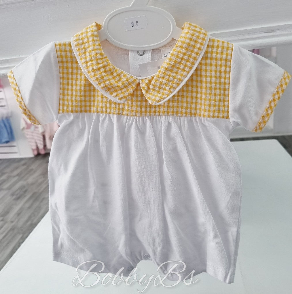 317/23-  Lemon Gingham cotton romper