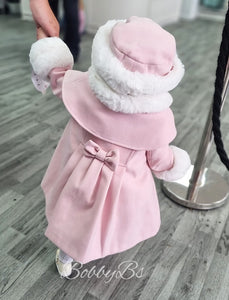 C9500V-1 - Sarah Louise Heritage Collection Pink Fur Trim Coat & hat