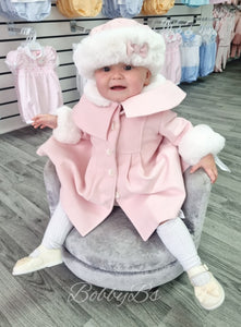 C9500V-1 - Sarah Louise Heritage Collection Pink Fur Trim Coat & hat