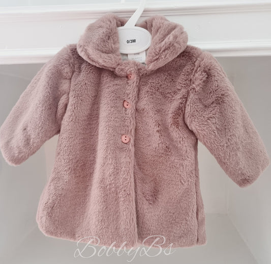 W23119 - Dusty Pink Luxury Faux fur coat