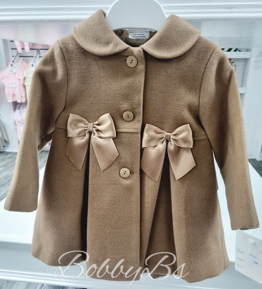 C834 - Camel Satin Bow traditional coat