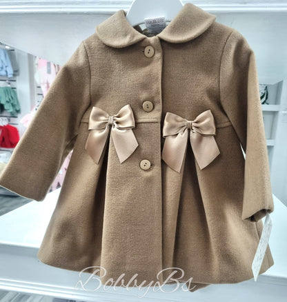 C834 - Camel Satin Bow traditional coat