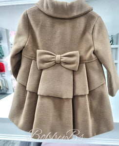 C834 - Camel Satin Bow traditional coat