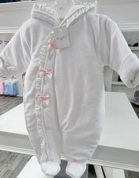 1100/21W - Thick padded White velour snowsuit