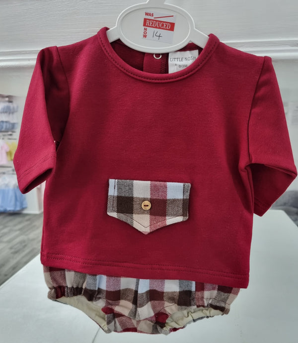 23103 - Burgundy Checked two piece
