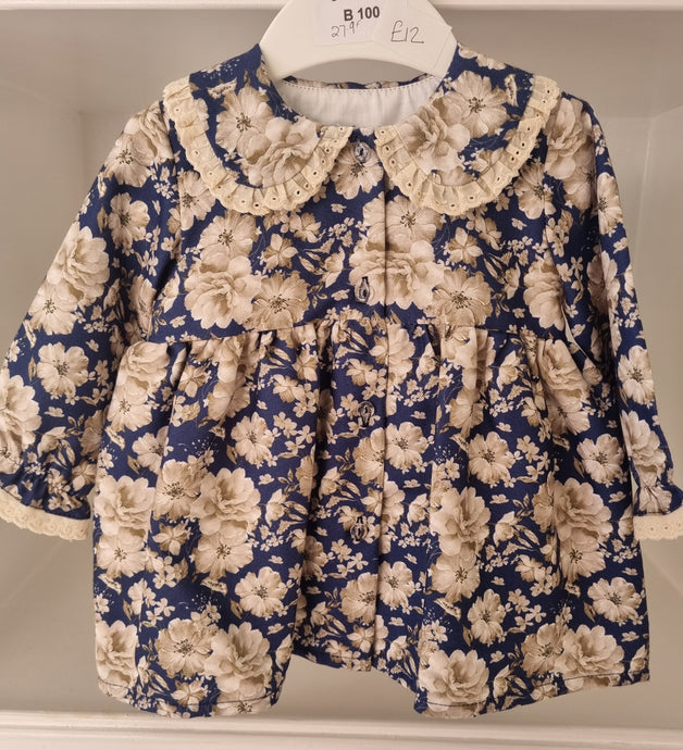 B100 - Navy Vintage floral dress