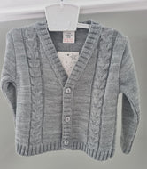 3887 - Grey Cable Cardigan