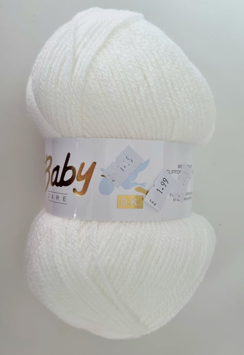 WHITE Baby Care Double Knitting Yarn (600)