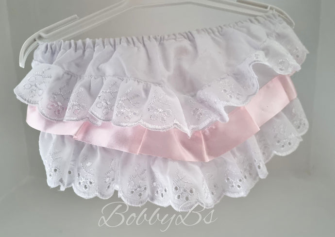 FB001B - White&Pink Frilly Knickers