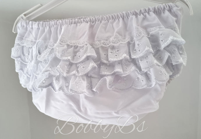 FP001B - White Frilly Knickers