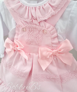 EL197 - Pink Lace Pinafore dress