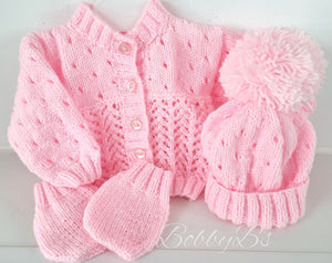 PCH2 - Pink knitted cardigan set