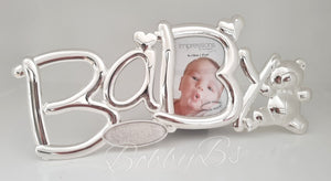JSPT - Silver Plated 'Baby' photo frame with teddy