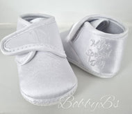 B962 - White Satin Strapover shoe
