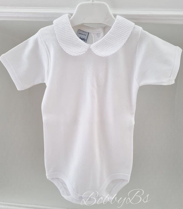 1181- White peter pan collar baby vest