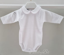 Load image into Gallery viewer, 1188- White &amp; Pink peter pan collar baby vest