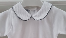 Load image into Gallery viewer, 1181- White&amp;Navy peter pan collar baby vest