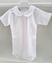 Load image into Gallery viewer, 1181- White&amp;Pink peter pan collar baby vest