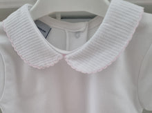 Load image into Gallery viewer, 1181- White&amp;Pink peter pan collar baby vest