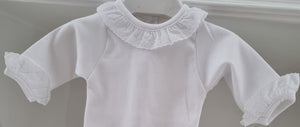 1191 - White Frilly collar baby vest