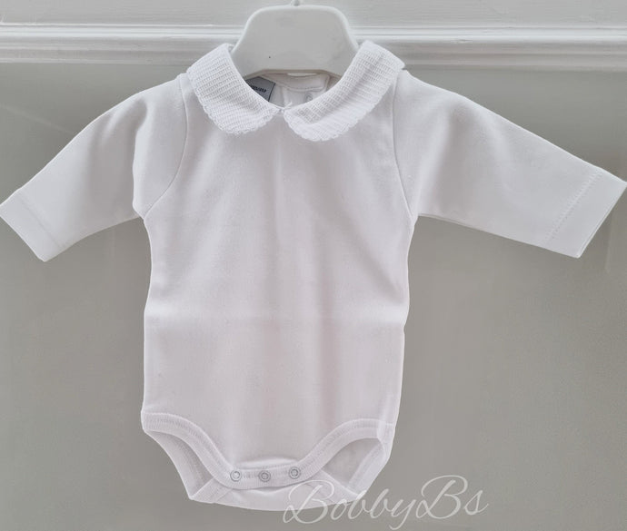1188- White peter pan collar baby vest