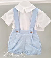Load image into Gallery viewer, 24121- Blue Dungaree Short set