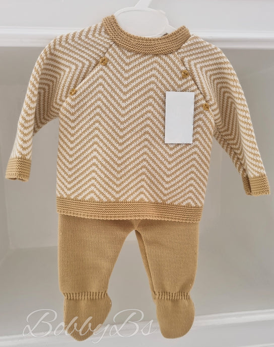 23/818 - Beige Knit First Size 3PC Knitted set