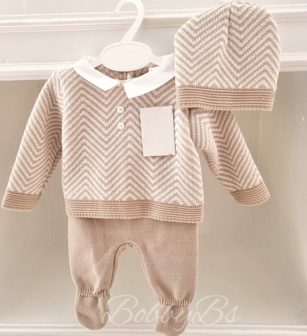 23/743 - Beige Knit First Size 3PC Knitted set
