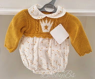 1108 -Mustard knitted crown romper
