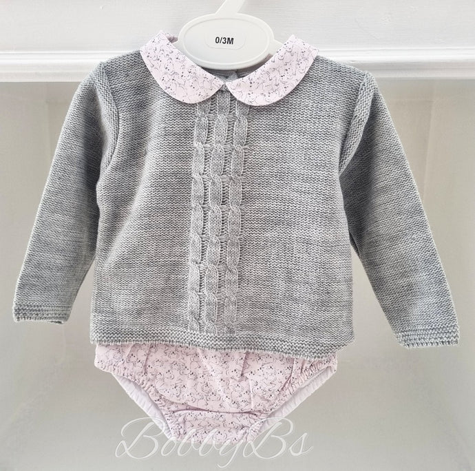 MC125 - Grey&Pink Knitted two piece set
