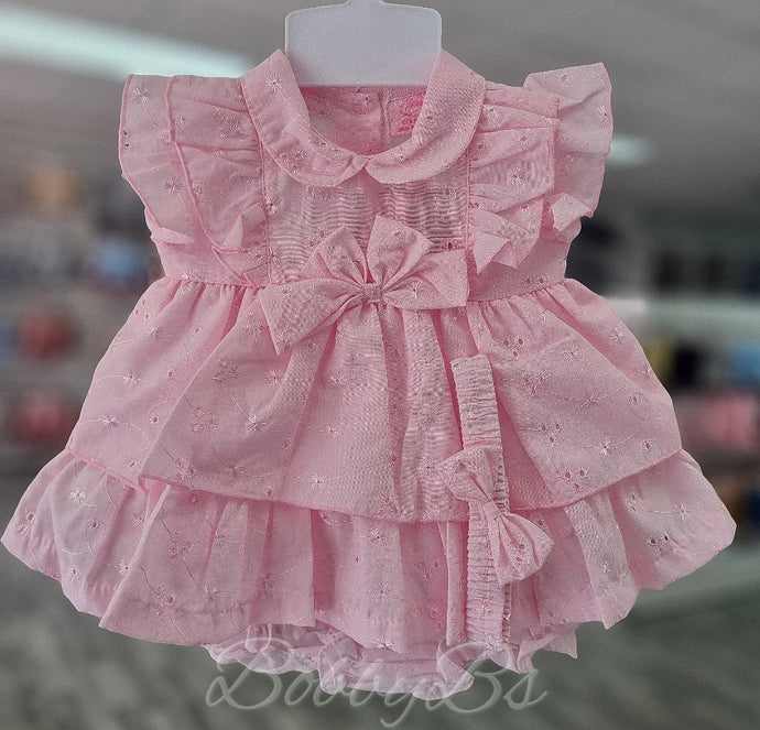 D06363 - Pink Broderie Anglais Dress set