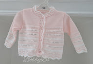 7099 - Pink/White Plain Cardigan