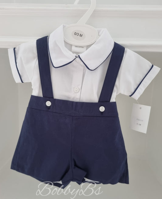 PQ3015 - Navy Brace cotton short set